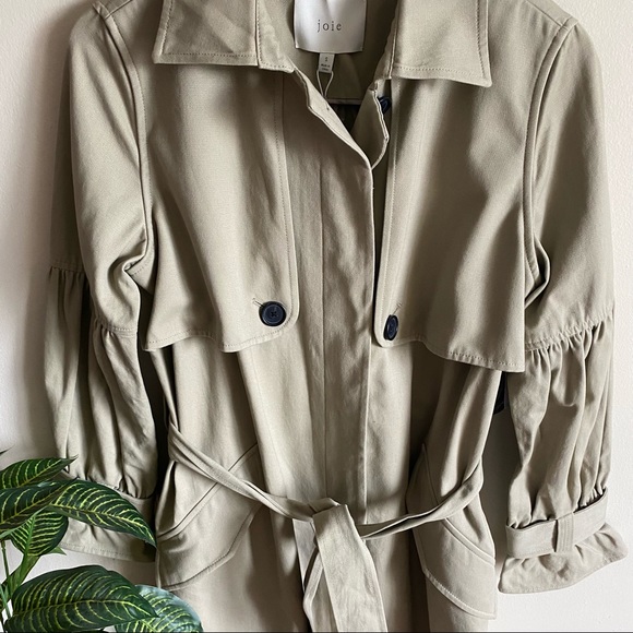 Joie Alwena Khaki Belted Long Cotton Trench Coat - Picture 7 of 9